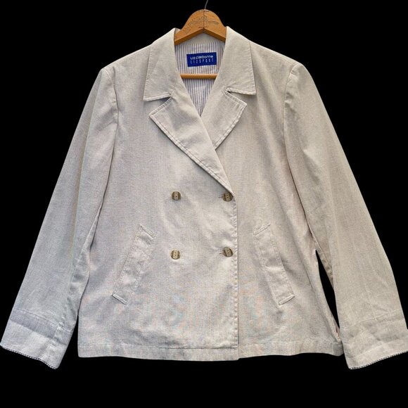 Liz Claiborne SIZE 10 Khaki Double-Breasted Lightweight Linen/Cotton Jacket - Picture 1 of 7